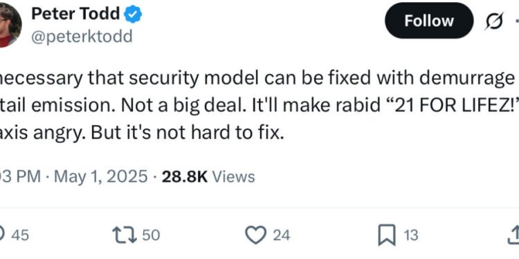 Prime Bitcoin Developer Peter Todd Questions 21M Cap: Would You Nonetheless Maintain?