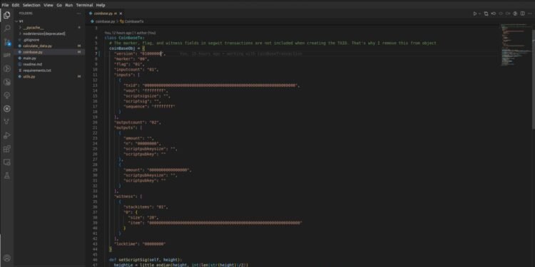 generate coinbase transaction in Python?